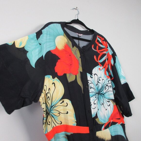 The Kit Coble Shirt Dress 22 Black Camellia Viscose Crepe Occasion Designer 348 - Picture 4 of 10